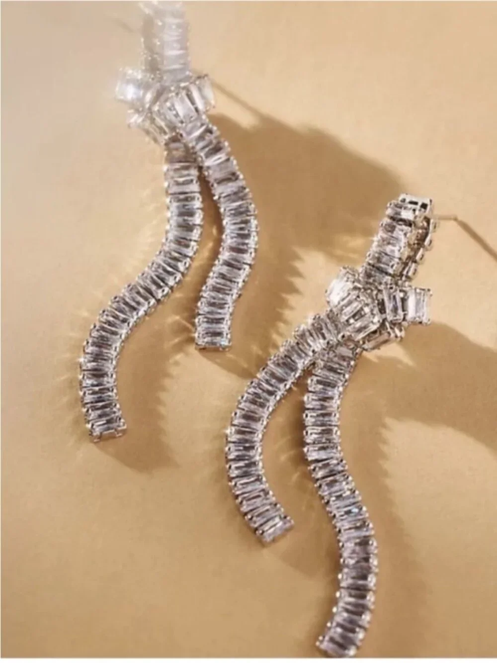 New! Rae Drop Silver Crystal Knot Drop Earrings (1049) NWOT